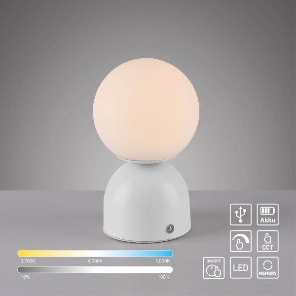 Schöner Wohnen 19218-16 - Lampada da tavolo LED dimmerabile RUDI LED/1,2W/5V bianca