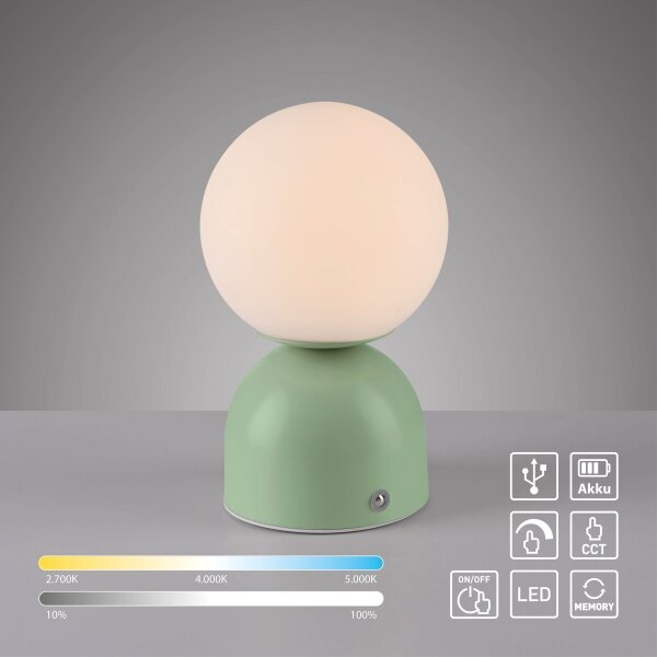 Schöner Wohnen 19218-43 - Lampada da tavolo LED dimmerabile RUDI LED/1,2W/5V verde