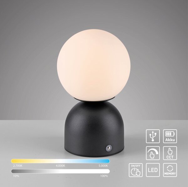 Schöner Wohnen 19218-18 - Lampada da tavolo LED dimmerabile RUDI LED/1,2W/5V nera