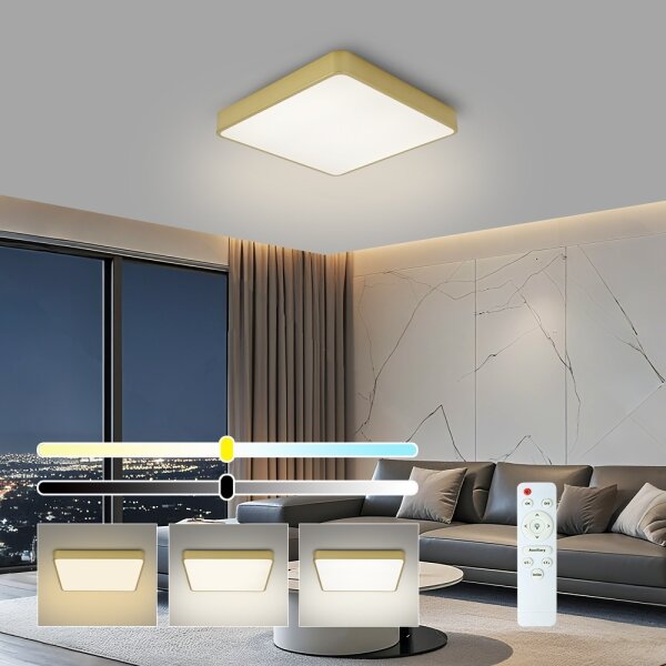 Brilagi-LED Plafoniera dimmerabile POOL LED/48W/230V 3000-6000K 50x50 cm dorata + telecomando
