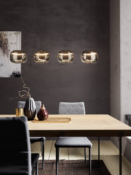 Eglo 390433 - Lampada a sospensione dimmerabile HORTUNAS su cavo 4xLED/5,8W/230V nero/fumé