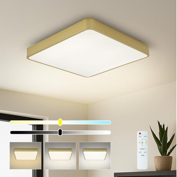 Brilagi-LED Plafoniera dimmerabile POOL LED/36W/230V 3000-6000K 40x40 cm dorata + telecomando incluso
