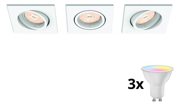 Philips 50193/31/PN - Set 3x faretti LED RGBW dimmerabili da incasso, 1x GU10/4,8W/230V, bianchi + telecomando