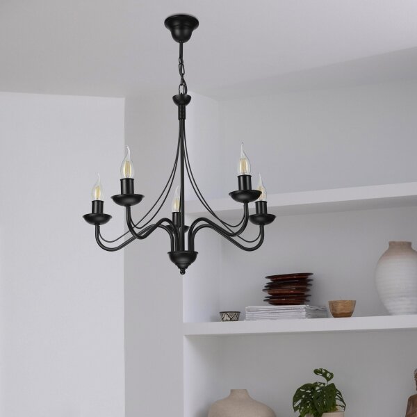 Lampadario a catena ANTON 5xE14/15W/230V nero