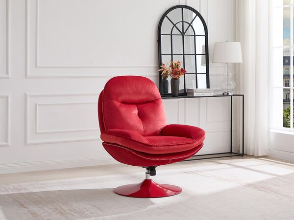Poltrona girevole in velluto rosso - ILMACA
