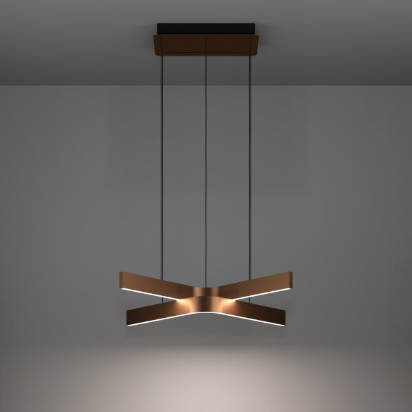 Eglo 901864 - LED RGBW dimmerabile lampadario a sospensione su cavo FOLCINO-Z 2xLED/18W/230V rame/nero