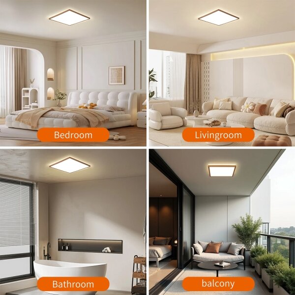 Brilagi - Plafoniera LED Ultra Slim per bagno, 24W/230V, 42x42 cm, oro rosa, IP54