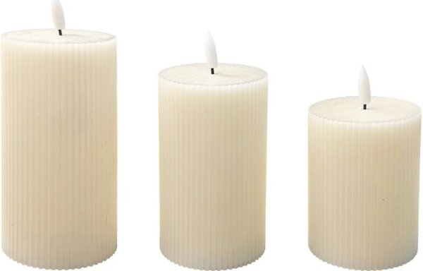 Set 3x candele LED BRILLO, LED/3xAAA, colore crema + telecomando