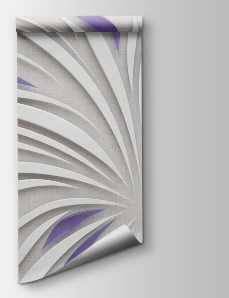 Carta da parati Vortici bianchi e viola su una parete, Carta da parati 3d, Carta da parati popolare, u06452v3 - Tapeko.it