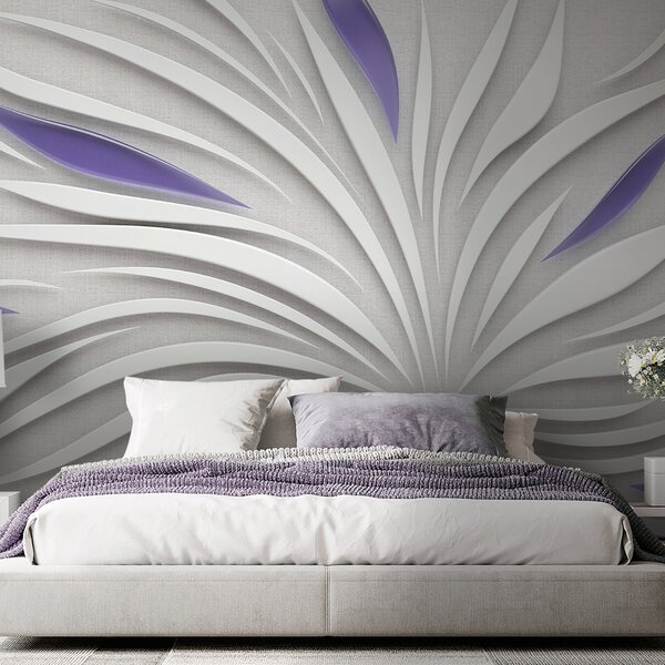 Carta da parati Fiore astratto su tessuto nei colori viola, Carta da parati 3D, u06452v3 : Uwalls.it