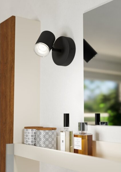 Eglo 901964- Faretto da parete per bagno CONSUMA 1xGU10/5W/230V IP44 nero
