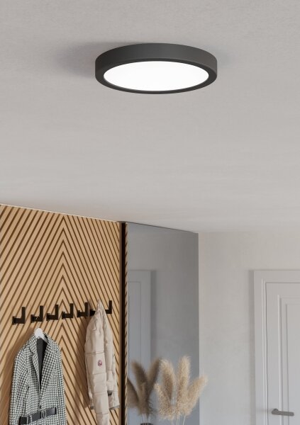 Eglo 901372 - LED RGBW dimmerabile, plafoniera con vetro fumé FUEVA-Z LED/11,2W/230V 21,1cm IP44 nero