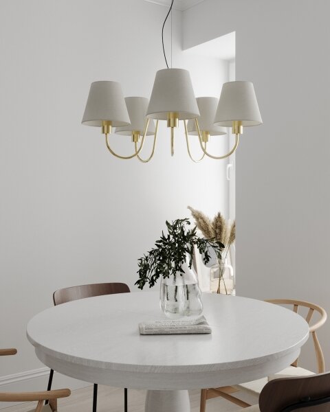 ByRydens 4202720-6509 - Lampadario sospeso su cavo LYNF 5xE14/8W/230V ottone/bianco