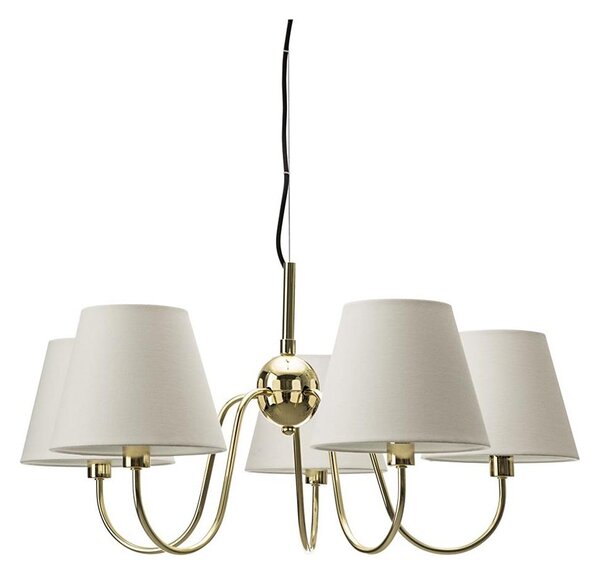 ByRydens 4202720-6509 - Lampadario sospeso su cavo LYNF 5xE14/8W/230V ottone/bianco