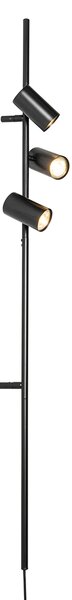 Lampada da parete smart nera con interruttore a pedale 3 luci incl. 3 Wifi GU10 50mm - Jeana Luxe