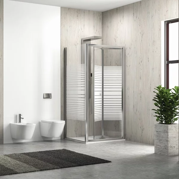 Box doccia 85x90 altezza 180 apertura a libro vetro serigrafato modello KM4000S - KAMALU