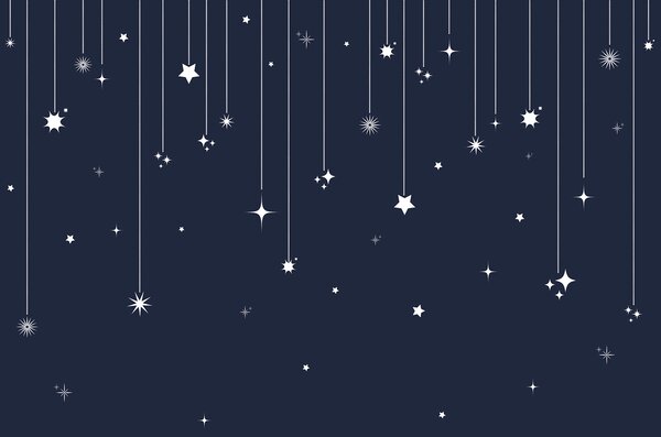 Carta da parati Stelle e fiocchi di neve dalle linee, Carta da parati per Bambini, Carta da parati popolare, u98767v1 - Tapeko.it