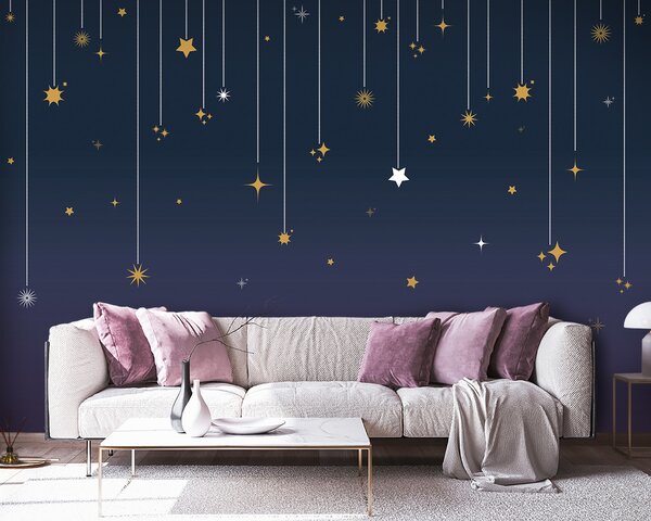Carta da parati Stelle e stelle da linee, Carta da parati per Bambini, Carta da parati popolare, u98767v2 - Tapeko.it