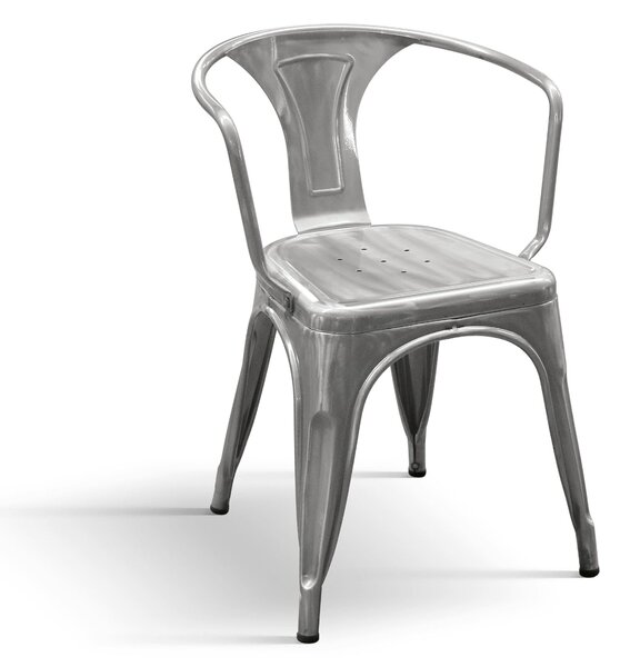 Sedia in metallo con schienale set da 4 Grigio