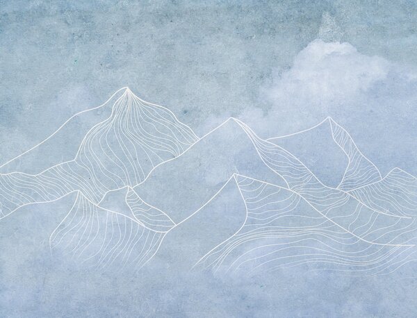 Carta da parati Un disegno di montagne con nuvole, Carta da parati Natura, Carta da parati popolare, u98839v1 - Tapeko.it