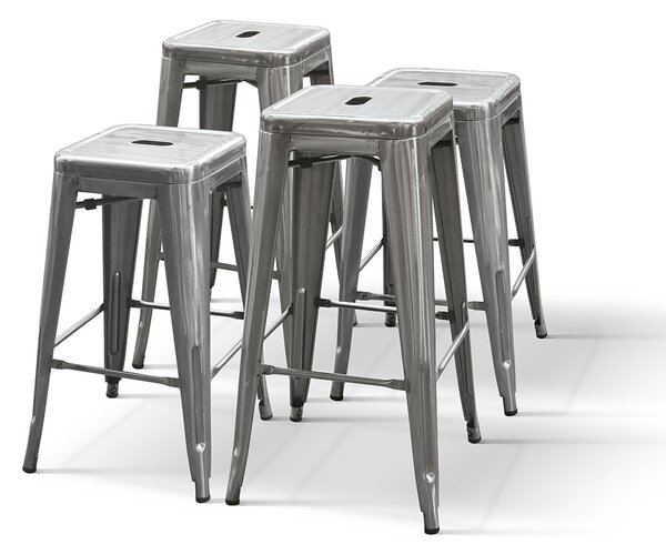 Sgabello in metallo set da 4 - altezza 66cm Grigio