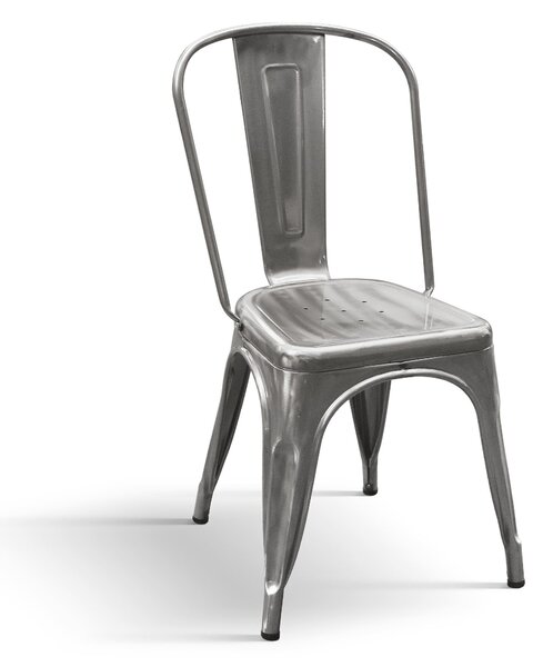 Sedia in metallo con schienale set da 4 Grigio
