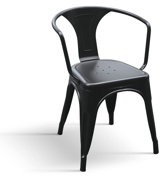 Sedia in metallo con schienale set da 4 Nero