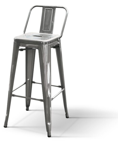 Sgabello in metallo con schienale set da 4 Grigio