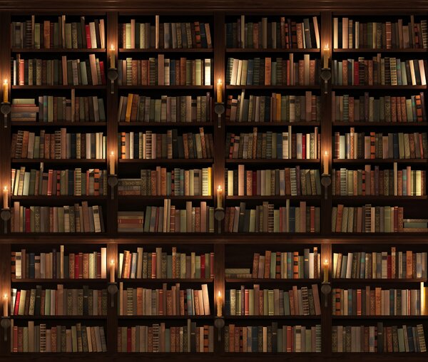 Carta da parati Biblioteca in ombra calda, Città e architettura, Effetto 3D - Tapeko.it