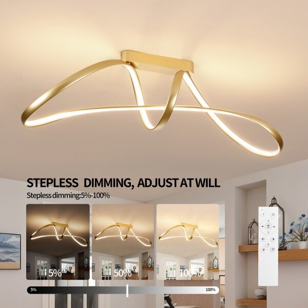 Brilagi-LED Plafoniera dimmerabile a soffitto TWISTER LED/60W/230V 3000-6000K dorata + telecomando