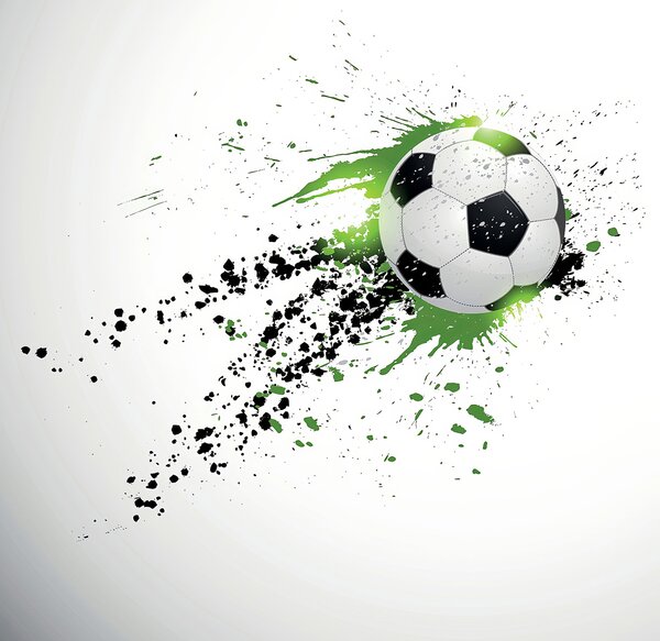 Carta da parati Pallone tra schizzi verdi, Calcio, Effetto 3D - Tapeko.it