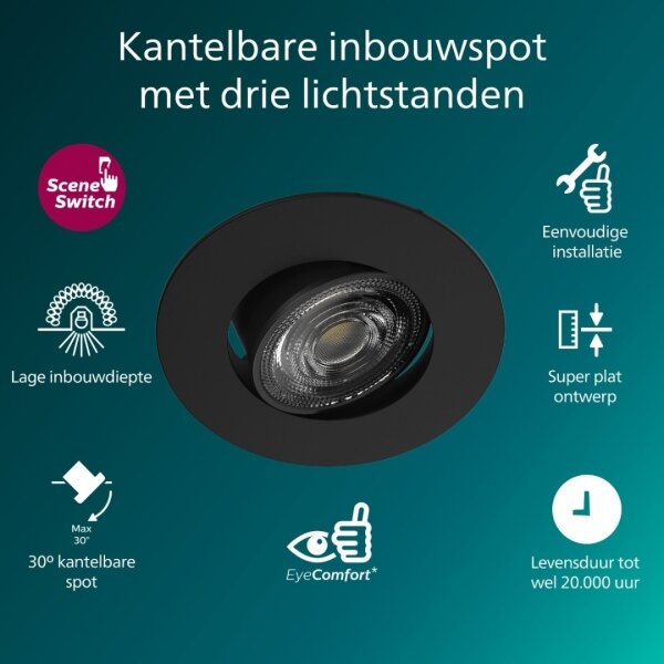 Philips - Set da 3 faretti da incasso LED dimmerabili CILANTRO LED/5W/230V 4000K neri