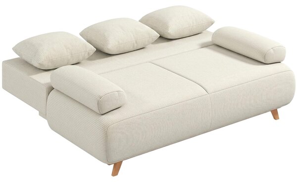 Divano Letto Homcom 188X140Cm, Divano 3 Posti Con Funzione Letto, Spazio Di Stoccaggio, Colore Beige