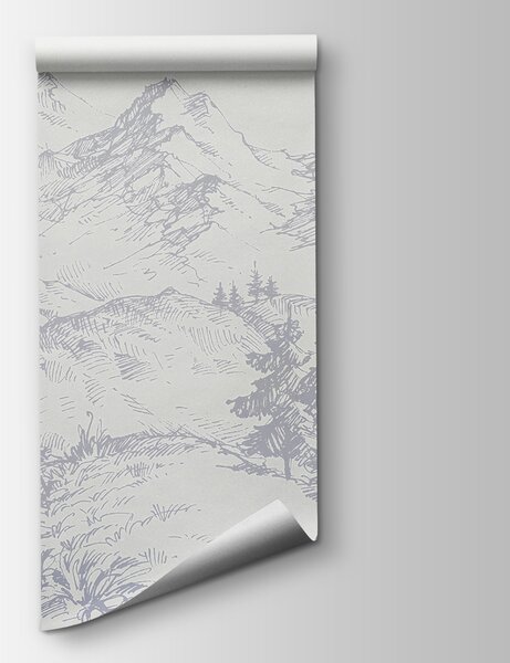 Carta da parati Disegno di una strada e di montagne, Carta da parati Natura, Carta da parati popolare, u99572v2 - Tapeko.it