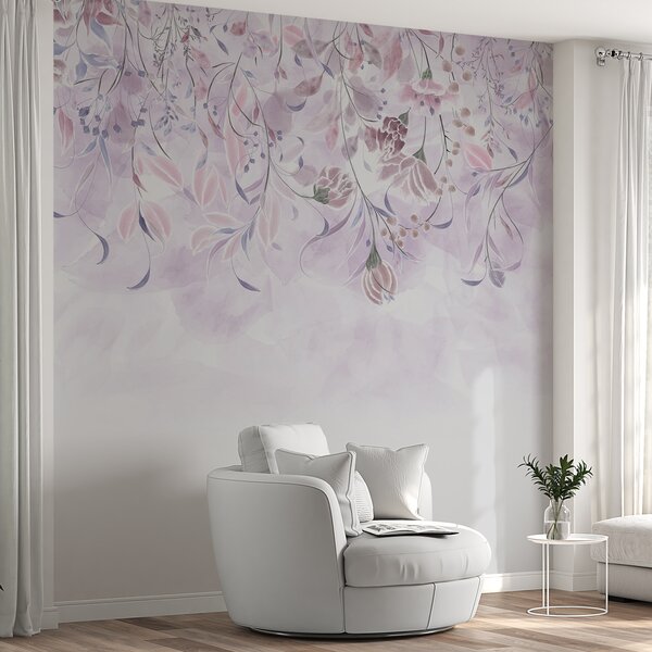 Carta da parati Fiori delicati di colore viola, Carta da parati Floreale, w00072 : Uwalls.it