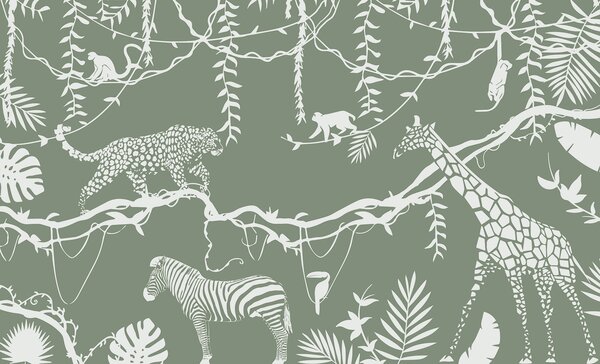 Carta da parati Una carta da parati con animali e piante, Carta da parati Natura, Carta da parati popolare, w00087v1 - Tapeko.it