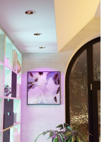 Eglo 902299-LED RGBW Plafoniera dimmerabile per controsoffitto con vetro fumé YEBRA-Z LED/4,8W/230V IP44 bianco/oro