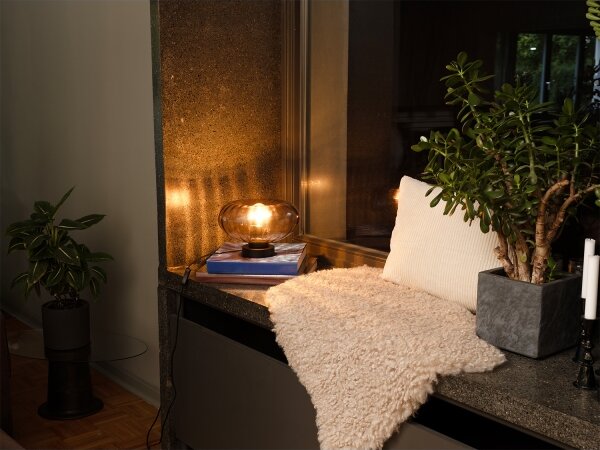 Osram - Lampada da tavolo DECOR SMOKE 1xE27/12W/230V nera/grigio fumé
