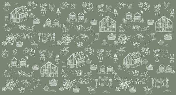 Carta da parati Un modello di articoli agricoli, Carta da parati design, Carta da parati popolare, w00254v2 - Tapeko.it