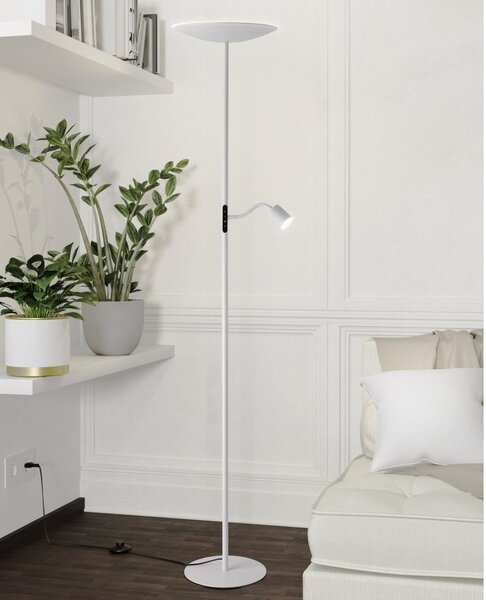 Eglo 901978 - Lampada da terra dimmerabile CONIVARINO LED/26,5W/230V +LED/4W, bianca