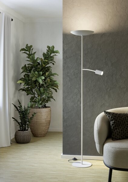 Eglo 901978 - Lampada da terra dimmerabile CONIVARINO LED/26,5W/230V +LED/4W, bianca