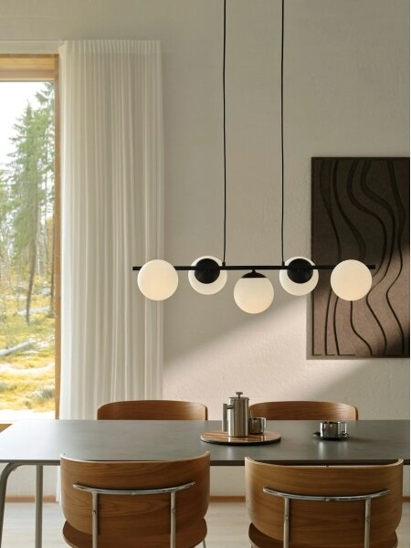 Nordlux - Lampadario a sospensione LILLY su cavo 5xE14/10W/230V nero