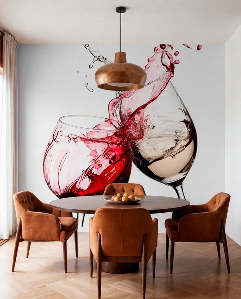 Carta da parati Vino bianco e rosso nei bicchieri, Carta da parati Cibo e bevande, u75563 : Uwalls.it