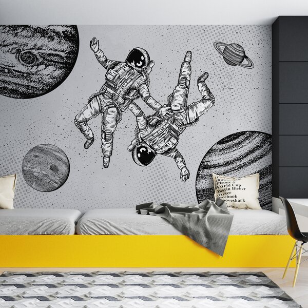 Carta da parati Un disegno di astronauti nello spazio, Carta da parati Spazio, Carta da parati popolare, w00630 - Tapeko.it