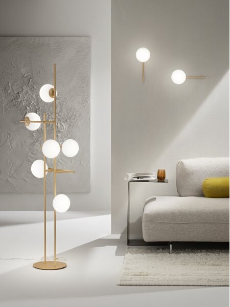 Ondaluce - Lampada da terra JEWEL 6xE14/10W/230V 166 cm oro/bianco