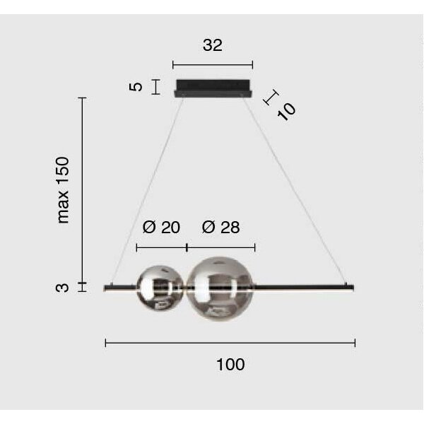 Ondaluce - Sospensione dimmerabile a cavo FUFI LED/40W/230V nero/fumé