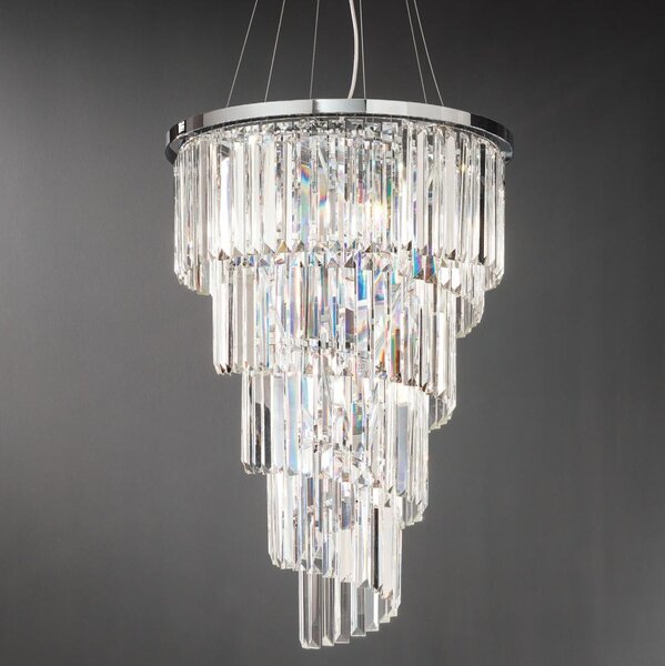 Ondaluce - Lampadario in cristallo sospeso con cavo ALEXANDER 7xE14/10W/230V cromo lucido
