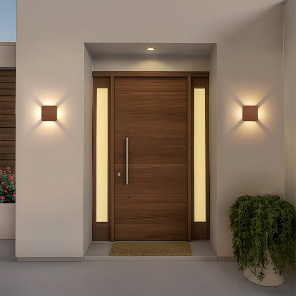 Brilagi - Applique da esterno a LED QUADRAY, 6W/230V, finitura effetto legno, IP54