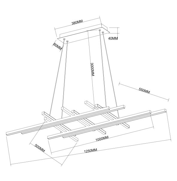Ondaluce - Lampadario dimmerabile a sospensione su cavo MOVIDA LED/114W/230V nero