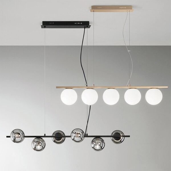 Ondaluce - Lampadario a sospensione MONILE 6xE14/10W/230V nero/nero fumé